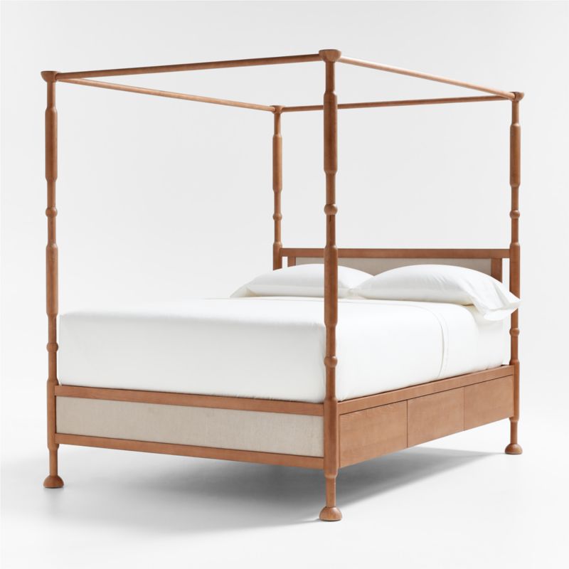 Rachel Hazelnut Wood and Upholstered Queen Kids Canopy Bed with Storage by Jeremiah Brent - image 2 of 10