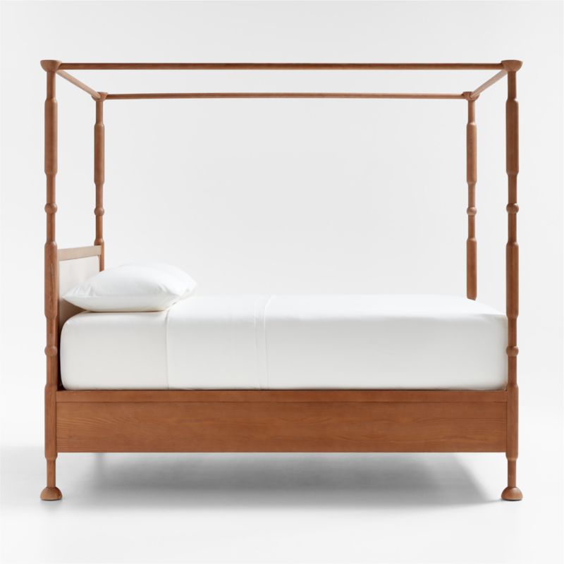 Rachel Hazelnut Wood and Upholstered Full Kids Canopy Bed with Storage by Jeremiah Brent - image 9 of 10