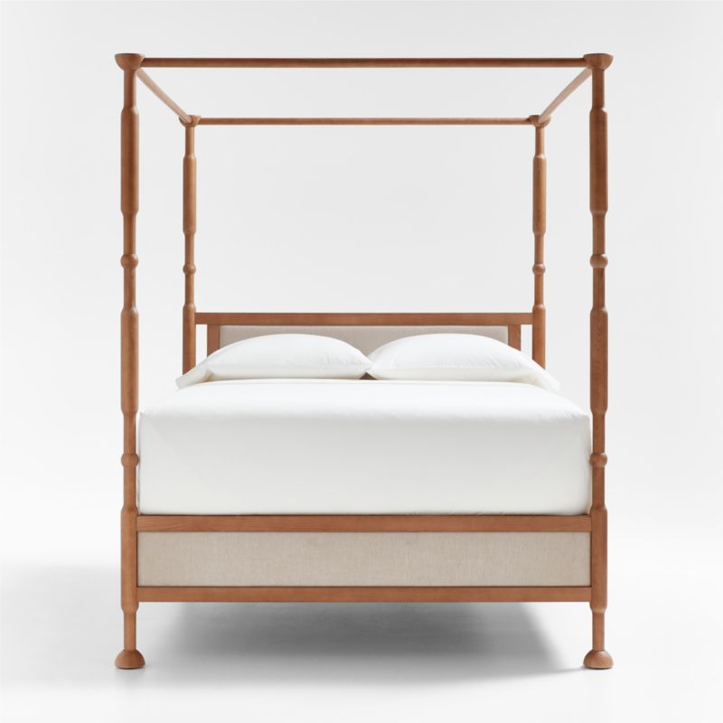 Rachel Hazelnut Wood and Upholstered Full Kids Canopy Bed with Storage by Jeremiah Brent - image 8 of 10