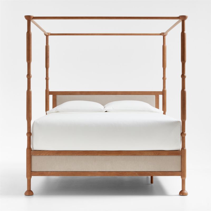 Rachel Hazelnut Wood and Upholstered Queen Kids Canopy Bed with Storage by Jeremiah Brent - image 9 of 10