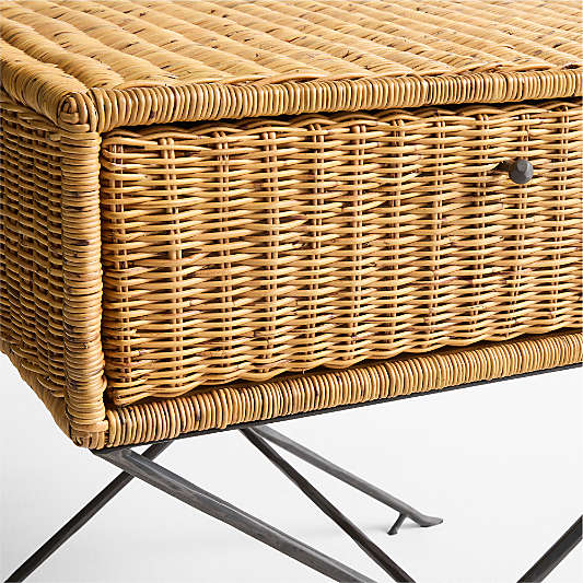 Reed Natural Wicker and Metal 20" End Table by Jeremiah Brent