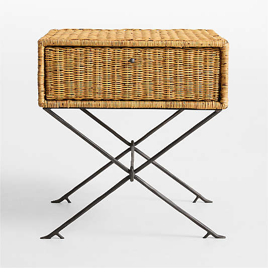 Reed Natural Wicker and Metal 20" End Table by Jeremiah Brent