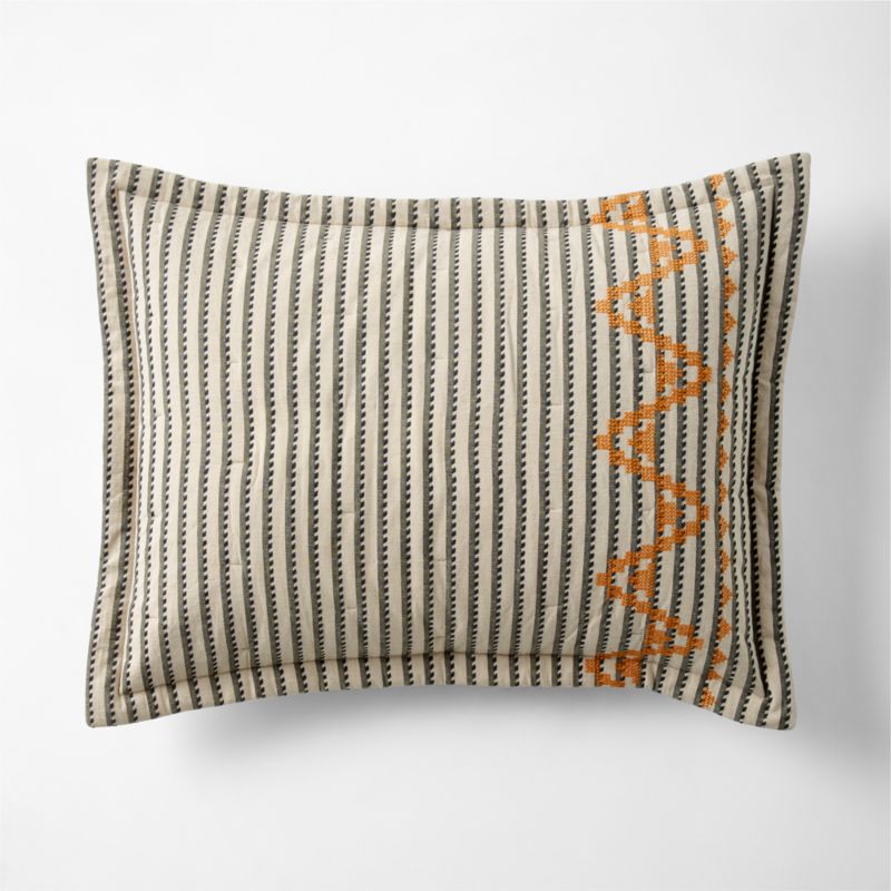 Reminiscent Embroidered Stripe Organic Cotton Kids Pillow Sham by Jeremiah Brent - image 0 of 6