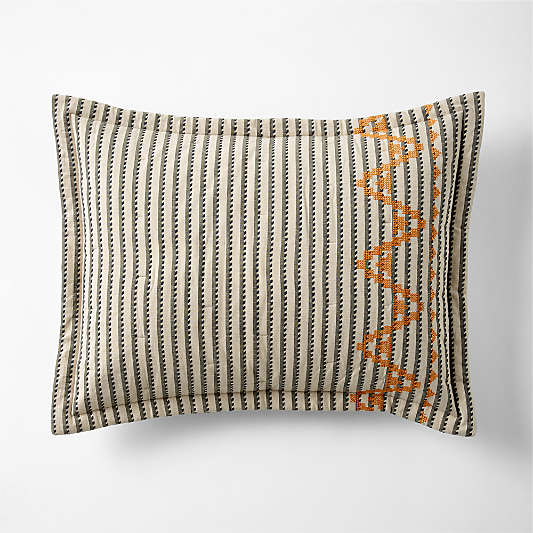 Reminiscent Embroidered Stripe Organic Cotton Kids Pillow Sham by Jeremiah Brent