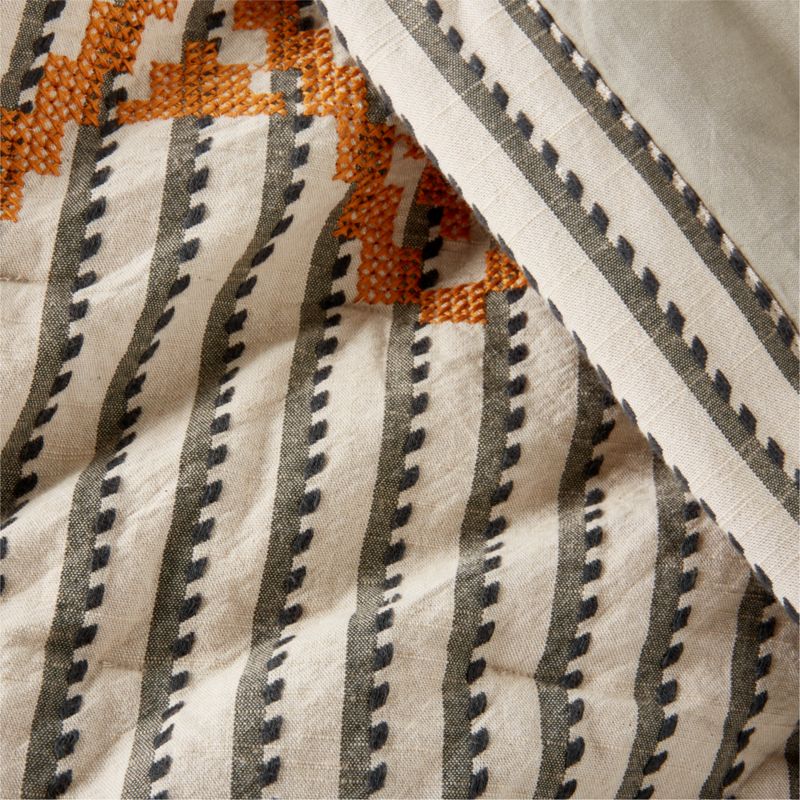 Reminiscent Embroidered Stripe Organic Cotton Kids Twin Quilt by Jeremiah Brent - image 10 of 12