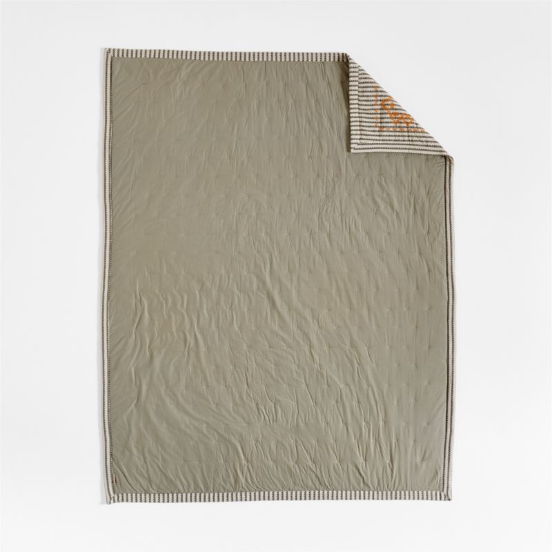 Reminiscent Embroidered Stripe Organic Cotton Kids Twin Quilt by Jeremiah Brent - image 8 of 12