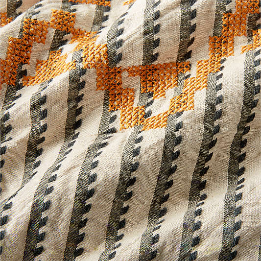 Reminiscent Embroidered Stripe Organic Cotton Kids Quilt by Jeremiah Brent