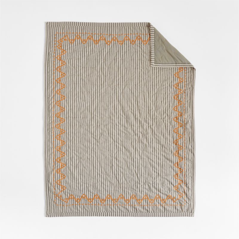 Reminiscent Embroidered Stripe Organic Cotton Kids Twin Quilt by Jeremiah Brent - image 7 of 12