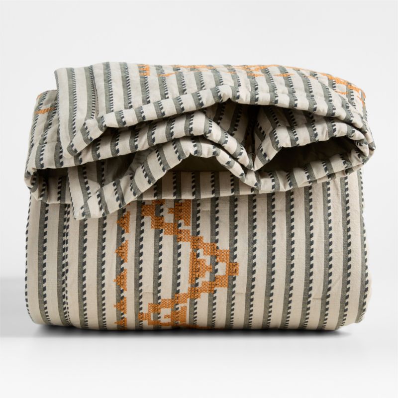 Reminiscent Embroidered Stripe Organic Cotton Kids Twin Quilt by Jeremiah Brent - image 5 of 12