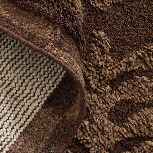 Selen Wool Deep Brown Handknotted Rug Swatch 12"x18" by Jeremiah Brent