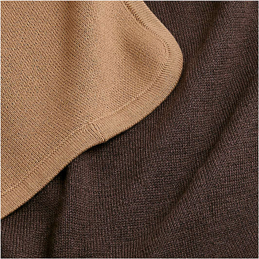 Solid Reversible Knit 70x55 Sierra Tan Throw Blanket by Jeremiah Brent