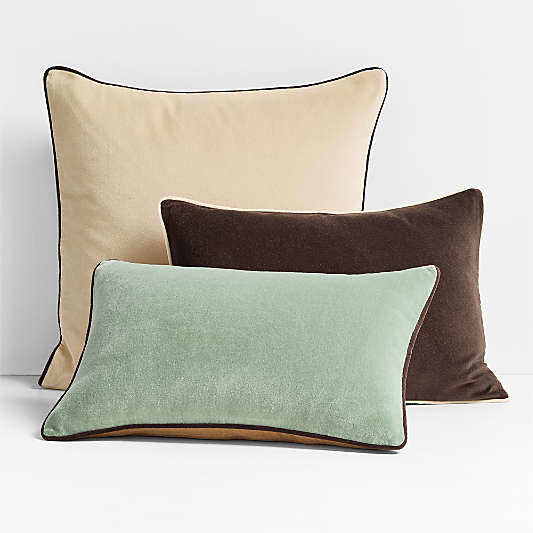 Solid Organic Cotton Velvet 22"x15" Deep Brown Throw Pillow by Jeremiah Brent