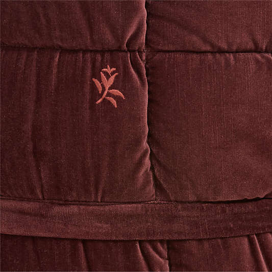 Organic Cotton Velvet Red Embroidered Kids Large Barrel Chair by Jeremiah Brent