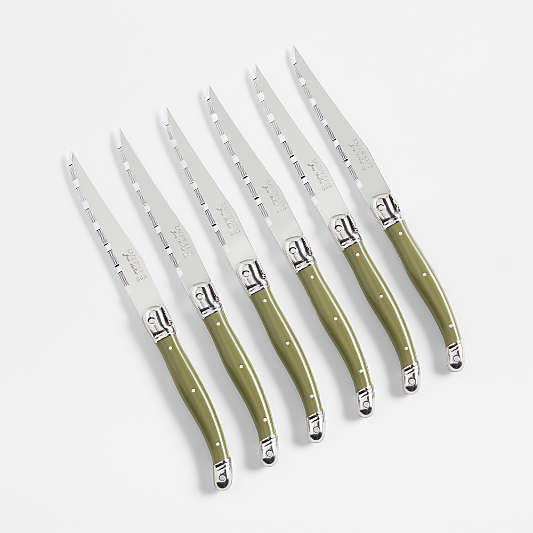 Jean Dubost Laguiole ® Green Steak Knives, Set of 6