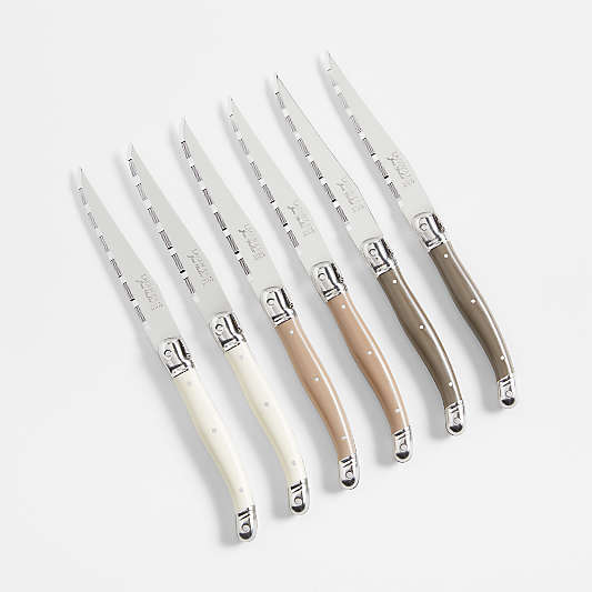 Jean Dubost Laguiole ® Mixed Linen Steak Knives, Set of 6