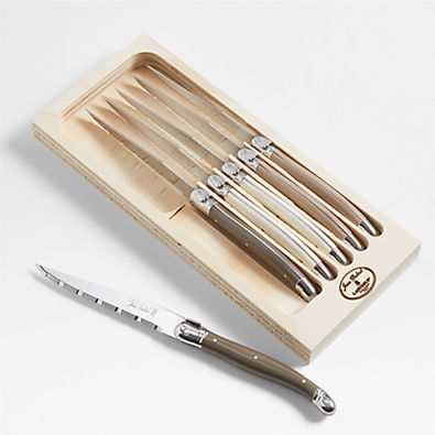 View Jean Dubost Laguiole ® Mixed Linen Steak Knives, Set of 6 details