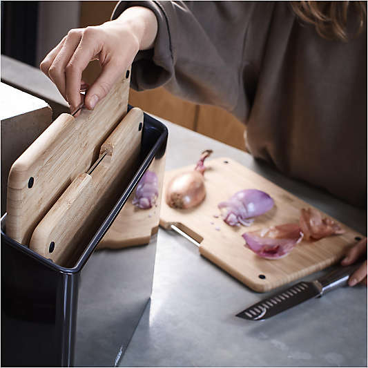 Joseph Joseph Black Folio Steel and Bamboo 3-piece Cutting Board Set