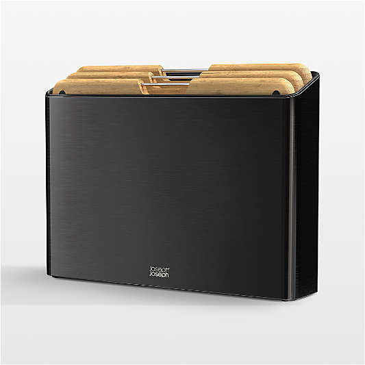Joseph Joseph Black Folio Steel and Bamboo 3-piece Cutting Board Set