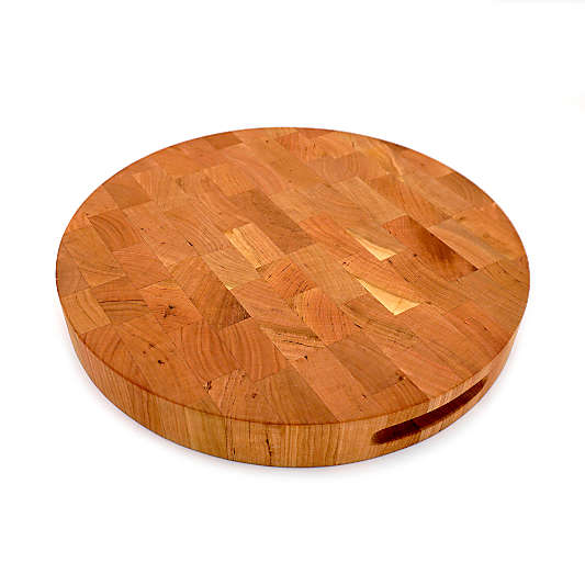 JK Adams Professional End Grain Cherry Round Cutting Board, 16"x2"