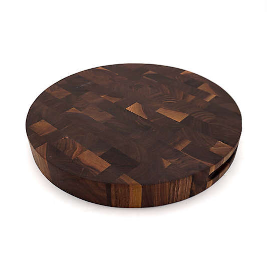 JK Adams Professional End Grain Walnut Round Cutting Board, 16"x2"