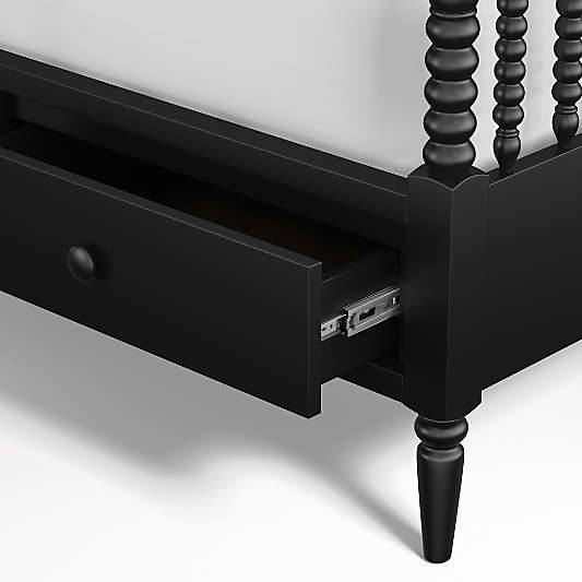 Jenny Lind Black Wood Spindle Kids Twin Storage Bed
