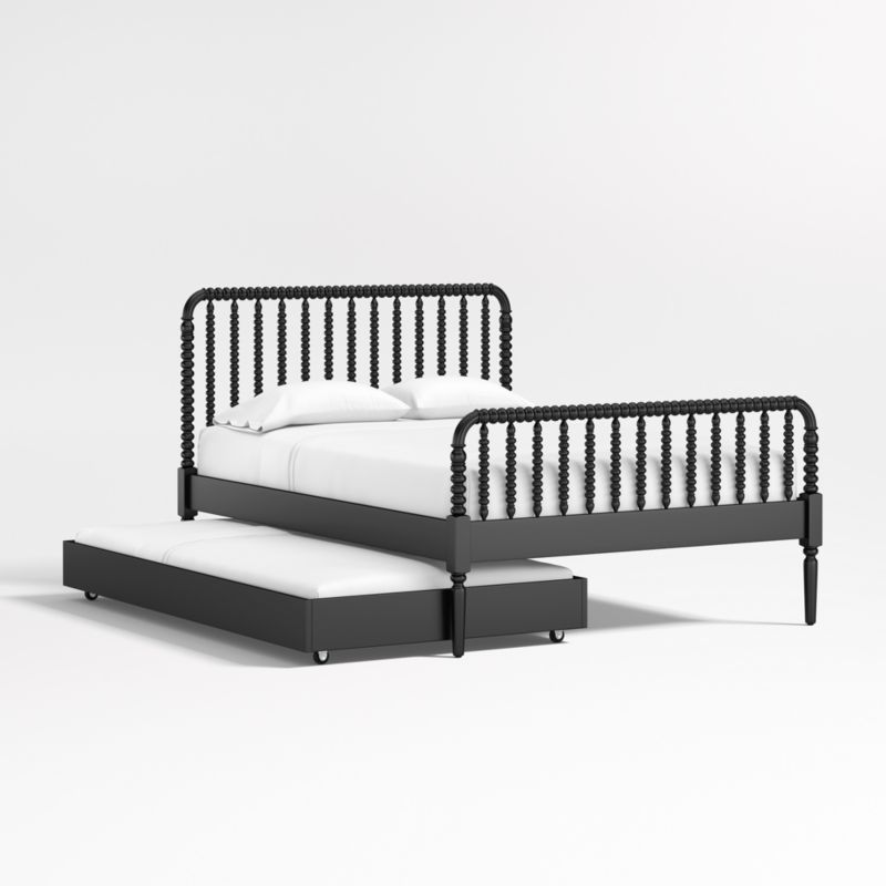 Jenny Lind Black Wood Spindle Kids Full Bed with Trundle - image 0 of 5