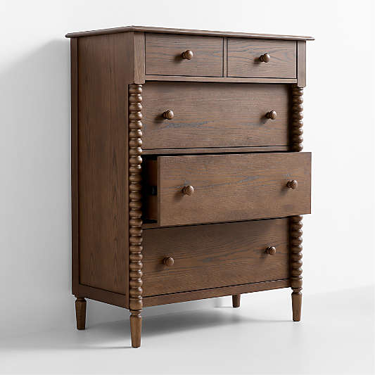 Jenny Lind 37" Deep Brown Wood Tall 5-Drawer Kids Dresser