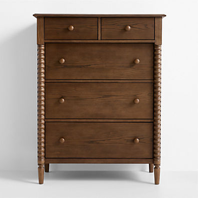 View Jenny Lind 37" Deep Brown Wood Tall 5-Drawer Kids Dresser details
