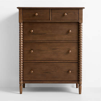 Jenny Lind 37" Deep Brown Wood Tall 5-Drawer Kids Dresser