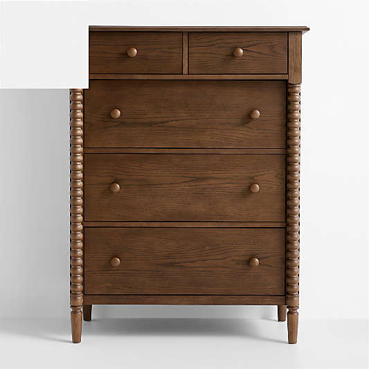 Jenny Lind 37" Deep Brown Wood Tall 5-Drawer Kids Dresser