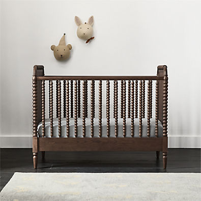 View Jenny Lind Heirloom Deep Brown Wood Convertible Baby Crib with Toddler Bed Rail details