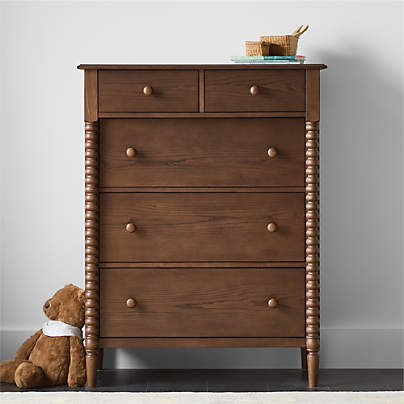 Jenny Lind Deep Brown Wood Tall 5-Drawer Kids Dresser