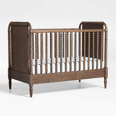Jenny Lind Heirloom Deep Brown Wood Convertible Baby Crib with Toddler Bed Rail