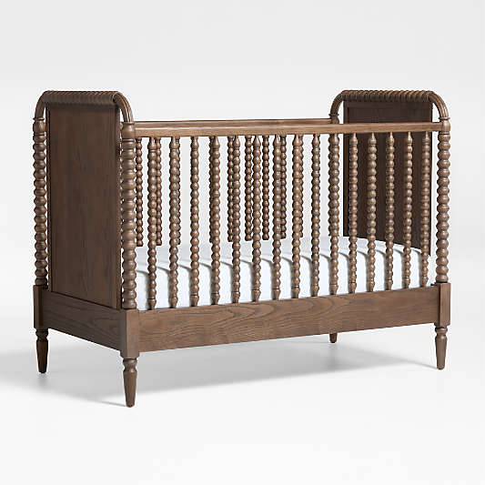 Jenny Lind Heirloom Deep Brown Wood Convertible Baby Crib with Toddler Bed Rail