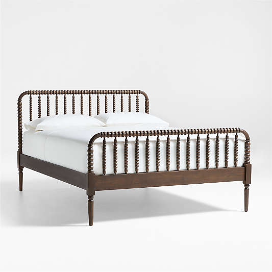 Jenny Lind Deep Brown Wood Spindle Kids Queen Bed