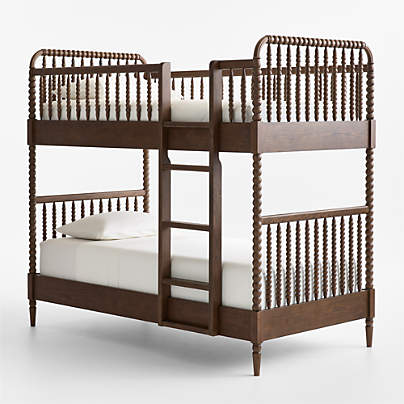 Jenny Lind Deep Brown Wood Spindle Kids Twin Bunk Bed