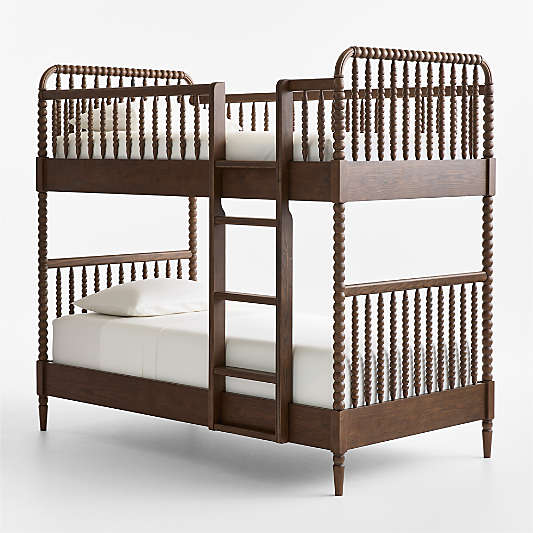 Jenny Lind Deep Brown Wood Spindle Kids Twin Bunk Bed