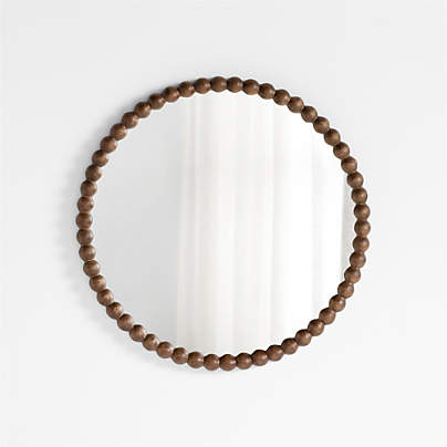 Jenny Lind Deep Brown Wood 30" Round Kids Wall Mirror