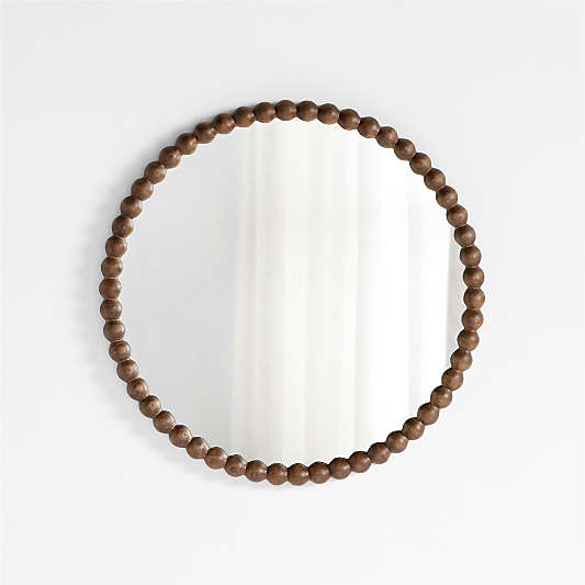 Jenny Lind Deep Brown Wood 30" Round Kids Wall Mirror