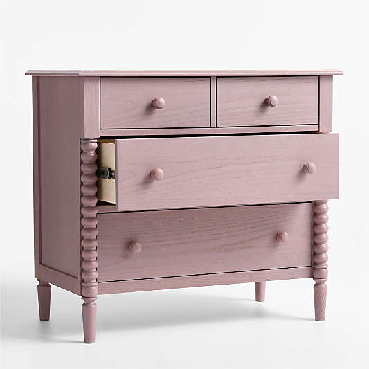 Jenny Lind 37" Dyed Lilac Rose Wood Narrow 4-Drawer Kids Dresser