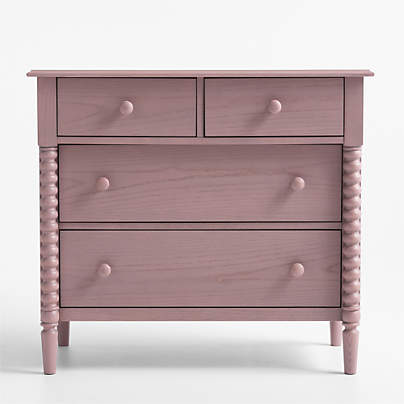 Jenny Lind 37" Dyed Lilac Rose Wood Narrow 4-Drawer Kids Dresser