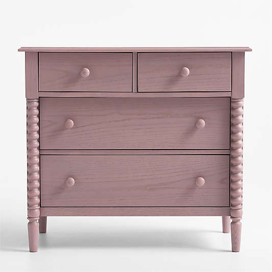 Jenny Lind 37" Dyed Lilac Rose Wood Narrow 4-Drawer Kids Dresser