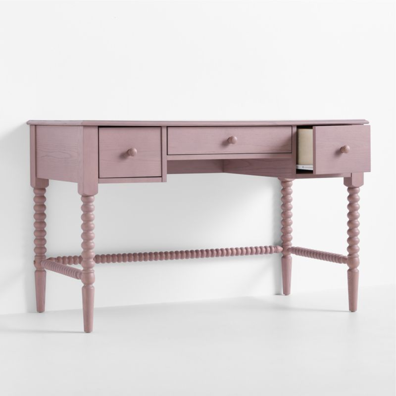 Jenny Lind Dyed Lilac Rose Wood Spindle 3-Drawer Kids Desk - image 4 of 9