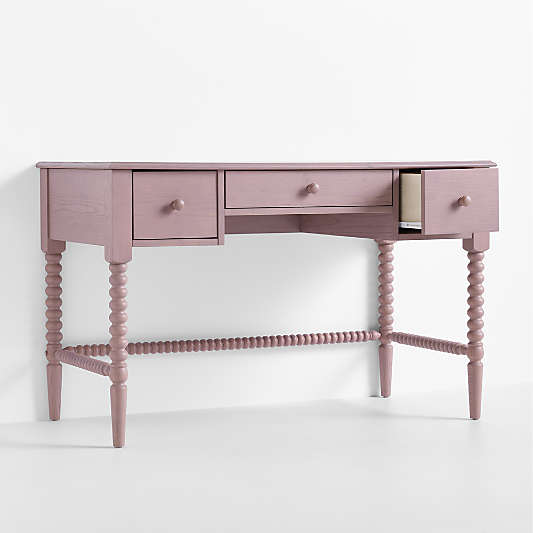 Jenny Lind 48" Dyed Lilac Rose Wood Spindle 3-Drawer Kids Desk