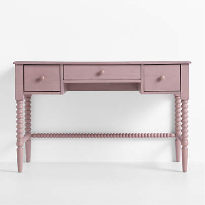 Jenny Lind 48" Dyed Lilac Rose Wood Spindle 3-Drawer Kids Desk
