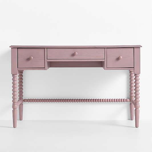 Jenny Lind 48" Dyed Lilac Rose Wood Spindle 3-Drawer Kids Desk
