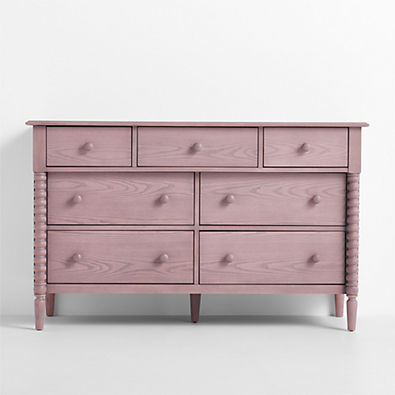 View Jenny Lind 54" Dyed Lilac Rose Wood Wide 7-Drawer Kids Dresser details
