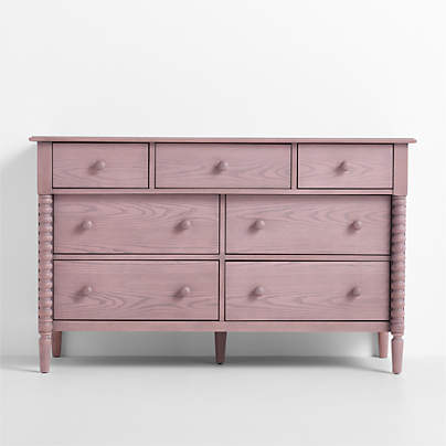 Jenny Lind 54" Dyed Lilac Rose Wood Wide 7-Drawer Kids Dresser