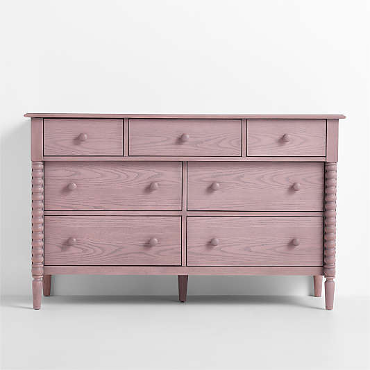 Jenny Lind 54" Dyed Lilac Rose Wood Wide 7-Drawer Kids Dresser