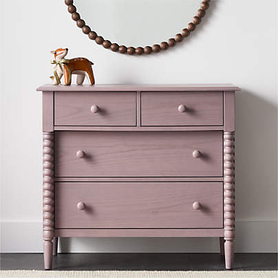 Jenny Lind 37" Dyed Lilac Rose Wood Narrow 4-Drawer Kids Dresser